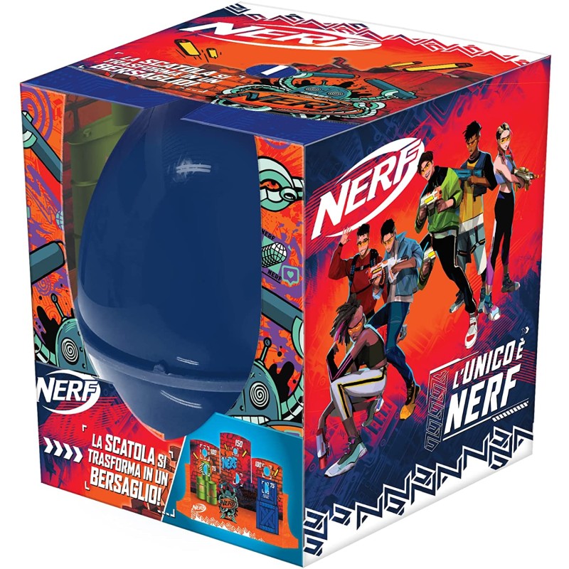 Hasbro Sorpresovo Nerf 2022 - Uovo con sorprese e Scatola che si trasforma in Set di Bersagli