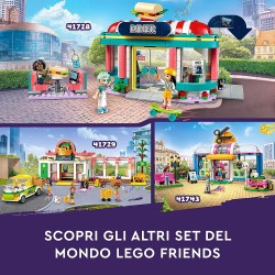 LEGO 41728 Friends Ristorante nel Centro di Heartlake City con Mini Bamboline Liann, Aliya e Charli, Personaggi Serie 2023