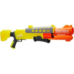 Hasbro - Nerf, Fortnite Legendary, Blaster TAC, design con copertura gialla, tamburo a 6 dardi, 6 dardi Nerf Mega Accustrike - F