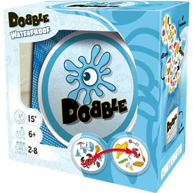 Asmodee - Dobble Waterproof, Gioco di Carte per Tutta la Famiglia, Edizione in Italiano - AS8247