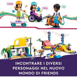 LEGO 41751 Friends Skate Park, Set con Rampa da Skateboard, Giochi per Bambine e Bambini dai 6 Anni con Personaggi 2023, Monopat