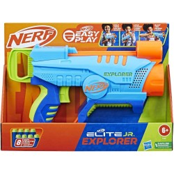 Nerf Elite Junior JR - Explorer, blaster facile da usare, impugnatura, caricamento e lancio facili, 8 dardi Nerf Elite - F6367EU