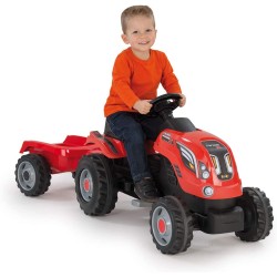 Simba - Smoby - Trattore Farmer XL Rosso con rimorchio, Lunghezza Cm 142 - 7600710108