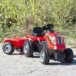 Simba - Smoby - Trattore Farmer XL Rosso con rimorchio, Lunghezza Cm 142 - 7600710108