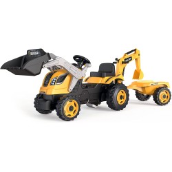 Simba - Smoby Trattore a pedale Max Builder con rimorchio + Trailer + Pelleter + Shovel - 7600710304