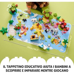 LEGO 10975 DUPLO Animali del Mondo, Giochi Educativi per Bambini, 22 Figure di Animali, Mattoncino con Suoni Realistici, Tappeti