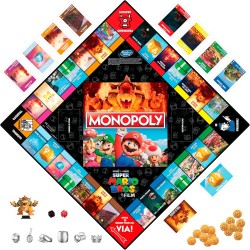 Monopoly - Super Mario Bros Edizione ispirata al film, gioco da tavolo per bambini e bambine, contiene la pedina di Bowser