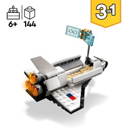 LEGO 31134 Creator Space Shuttle, Set 3 in1 con Astronauta e Astronave Giocattolo, Giochi per Bambini e Bambine dai 6 Anni in su