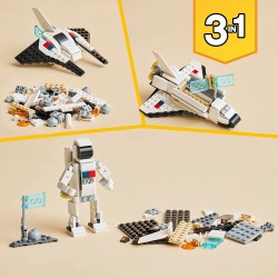 LEGO 31134 Creator Space Shuttle, Set 3 in1 con Astronauta e Astronave Giocattolo, Giochi per Bambini e Bambine dai 6 Anni in su