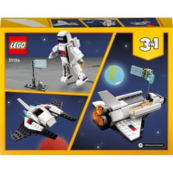 LEGO 31134 Creator Space Shuttle, Set 3 in1 con Astronauta e Astronave Giocattolo, Giochi per Bambini e Bambine dai 6 Anni in su