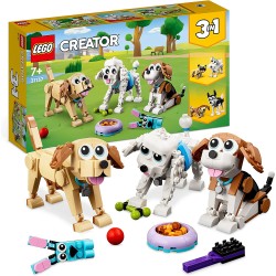 LEGO 31137 Creator Adorabili Cagnolini, Set 3 in 1 con Bassotto, Carlino, Barboncino e altri Animali, Sorpresa di Pasqua per Ama