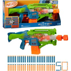 Hasbro - Nerf Elite 2.0, blaster motorizzato lancia-dardi Double Punch, 50 dardi Nerf Elite, 2 caricatori da 10 dardi - F6363EU4