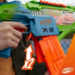 Hasbro - Nerf Elite 2.0, blaster motorizzato lancia-dardi Double Punch, 50 dardi Nerf Elite, 2 caricatori da 10 dardi - F6363EU4