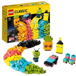 LEGO 11027 Classic Divertimento Creativo - Neon, Costruzioni in Mattoncini con Macchina Giocattolo, Alieni e Pattini a Rotelle, 