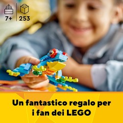 LEGO 31136 Creator Pappagallo Esotico, Idea Regalo Pasqua, Set 3 in 1 con Pesce e Rana, Figure di Animali Giocattolo della Giung