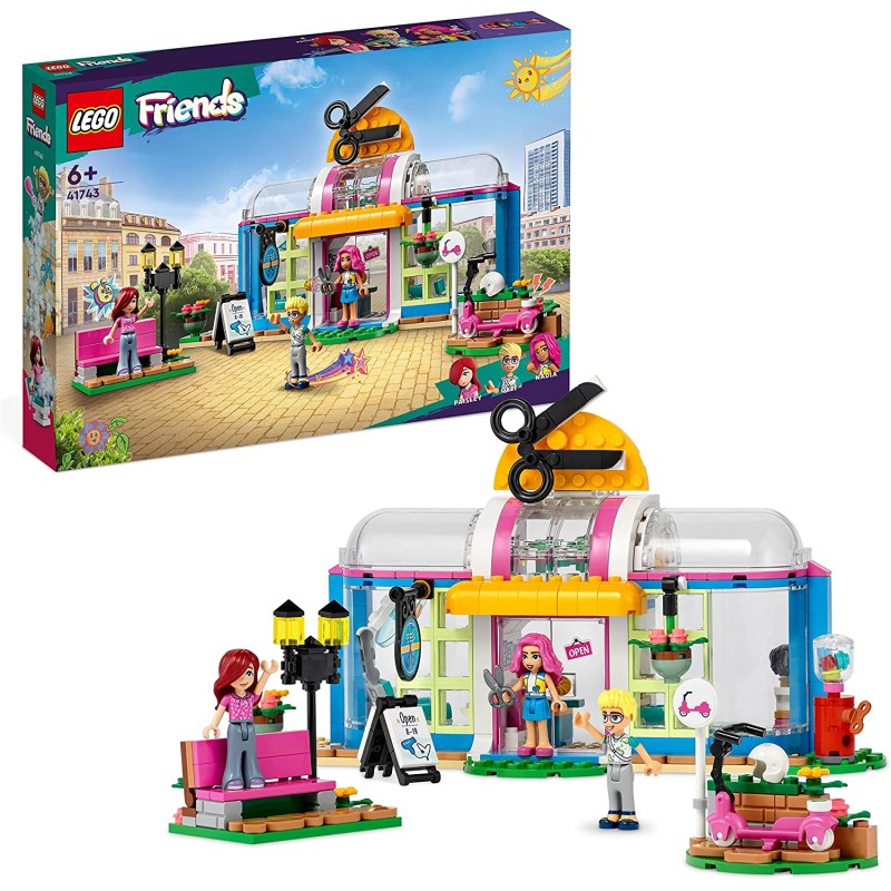 LEGO 41743 Friends Parrucchiere, Set di Giocattoli con Personaggi 2023 Paisley e Olly, Capelli ed Espressioni Facciali Cambiabil