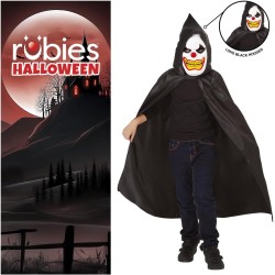 Rubies - Vestito Clown con Mantella raso con cappuccio, maschera, Bambini Tg. TW (11 / 15 anni), S8654-TW