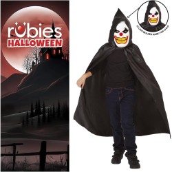 Rubies - Vestito Clown con Mantella raso con cappuccio, maschera, Bambini Tg. TW (11 / 15 anni), S8654-TW