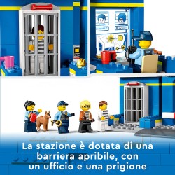 LEGO 60370 City Inseguimento alla Stazione di Polizia con Macchina e Moto Giocattolo, Prigione, Percorso ad Ostacoli, 4 Minifigu