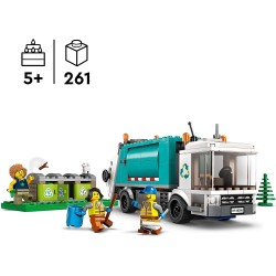 LEGO 60386 City Camion per il Riciclaggio dei Rifiuti, Camioncino Giocattolo con 3 Bidoni per la Raccolta Differenziata, Serie V