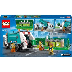 LEGO 60386 City Camion per il Riciclaggio dei Rifiuti, Camioncino Giocattolo con 3 Bidoni per la Raccolta Differenziata, Serie V