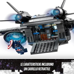 LEGO 76248 Marvel Il Quinjet degli Avengers, Astronave Giocattolo per Bambini con Minifigure di Thor, Iron Man, Vedova Nera, Lok