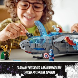 LEGO 76248 Marvel Il Quinjet degli Avengers, Astronave Giocattolo per Bambini con Minifigure di Thor, Iron Man, Vedova Nera, Lok