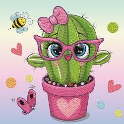 DIAMOND DOTZ® Dotzies Pretty in Pink Cactus, trapano parziale, Dotz rotondo, kit per pittura con diamanti, kit per adulti, arte 