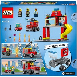 LEGO 60375 City Fire Caserma dei Pompieri e Autopompa con Camion Giocattolo dei Vigili del Fuoco - LG60375