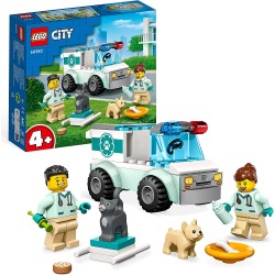 LEGO 60382 City Furgoncino di Soccorso del Veterinario con Ambulanza Giocattolo, 2 Minifigure e Figure di Animali - LG60382