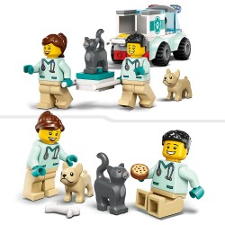 LEGO 60382 City Furgoncino di Soccorso del Veterinario con Ambulanza Giocattolo, 2 Minifigure e Figure di Animali - LG60382