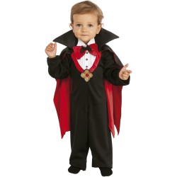 Rubies - Costume Dracula per bambini, Abito con papillon rosso e mantello con alza-collo, Costumi halloween bambino, neonato, Tg