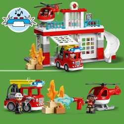 LEGO DUPLO Caserma Dei Pompieri ed Elicottero, Giochi Educativi per i Bambini dai 2 Anni in su, Camion Giocattolo dei Vigili del