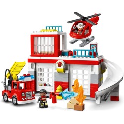 LEGO DUPLO Caserma Dei Pompieri ed Elicottero, Giochi Educativi per i Bambini dai 2 Anni in su, Camion Giocattolo dei Vigili del