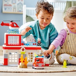 LEGO DUPLO Caserma Dei Pompieri ed Elicottero, Giochi Educativi per i Bambini dai 2 Anni in su, Camion Giocattolo dei Vigili del