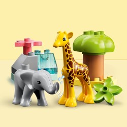 LEGO DUPLO Animali dell’Africa, Giochi Educativi per Bambini dai 2 Anni con Giraffa e Elefante Giocattolo, Tappetino da Gioco, 1