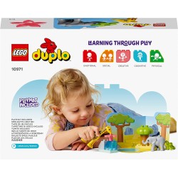 LEGO DUPLO Animali dell’Africa, Giochi Educativi per Bambini dai 2 Anni con Giraffa e Elefante Giocattolo, Tappetino da Gioco, 1