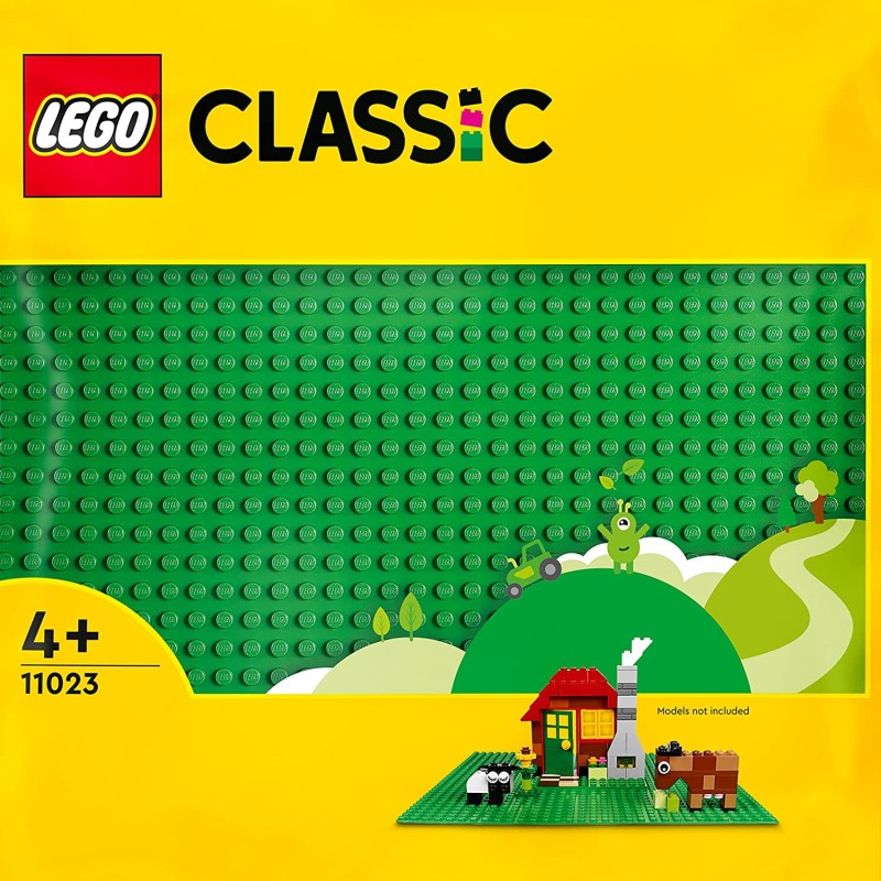 LEGO Classic Base Verde, Tavola per Costruzioni Quadrata con 32x32 Bottoncini, Piattaforma Classica per Mattoncini per Costruire