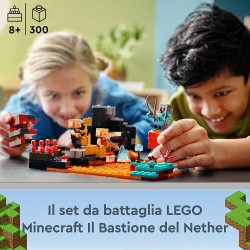 LEGO Minecraft Il Bastione del Nether, Modellino da Costruire, Castello Giocattolo con Personaggi Piglin, Giochi per Bambini da 