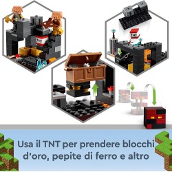 LEGO Minecraft Il Bastione del Nether, Modellino da Costruire, Castello Giocattolo con Personaggi Piglin, Giochi per Bambini da 