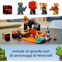 LEGO Minecraft Il Bastione del Nether, Modellino da Costruire, Castello Giocattolo con Personaggi Piglin, Giochi per Bambini da 