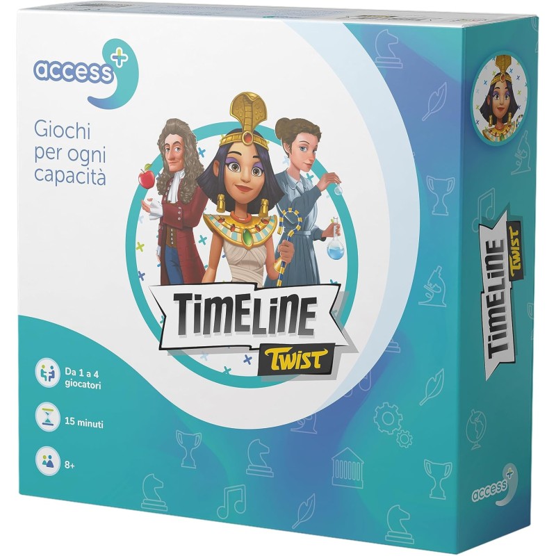 Asmodee - Timeline Access+ - Gioco da Tavolo che Stimola le Funzioni Cognitive, 1-4 Giocatori, 8+ Anni, Edizione in Italiano