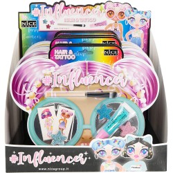 Nice Group - Influencer Hair Tattoo, Kit con Tatuaggi, Gel Glitterato e Stelline per Capelli - NICE92012