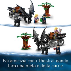 LEGO Harry Potter Thestral e Carrozza di Hogwarts, Set con Cavallo Giocattolo Alato e 2 Minifigure, Giochi per Bambini dai 7 Ann