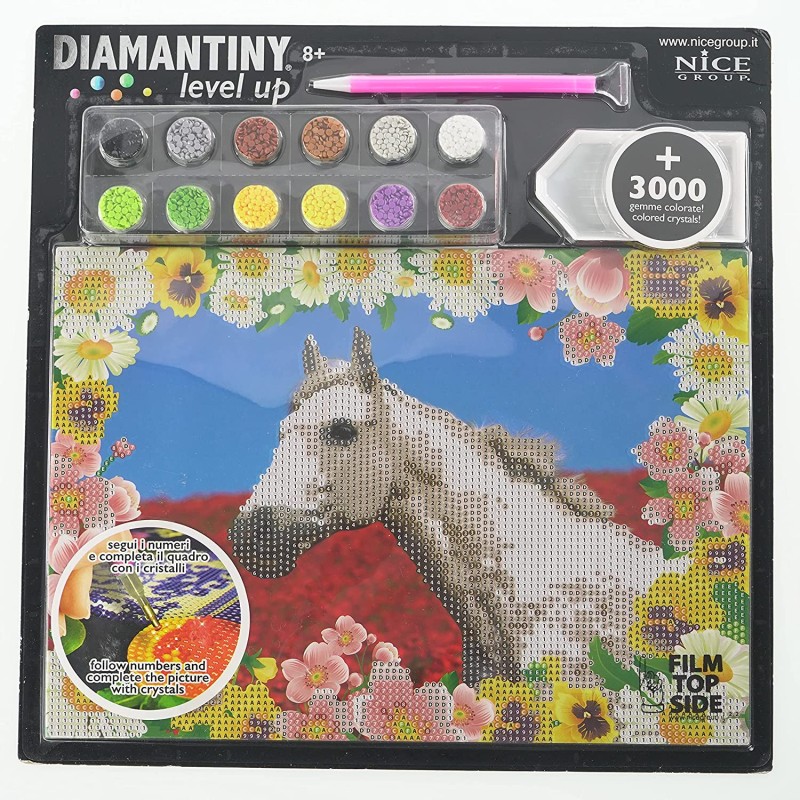 Nice Group - Diamantiny Level Up - Creative Art, Diamond Painting Kit crea il mosaico, WILD, Cavallo Bianco - NICE96206