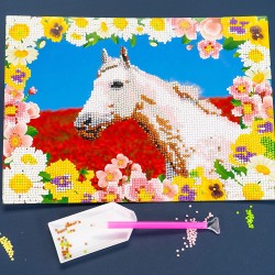 Nice Group - Diamantiny Level Up - Creative Art, Diamond Painting Kit crea il mosaico, WILD, Cavallo Bianco - NICE96206