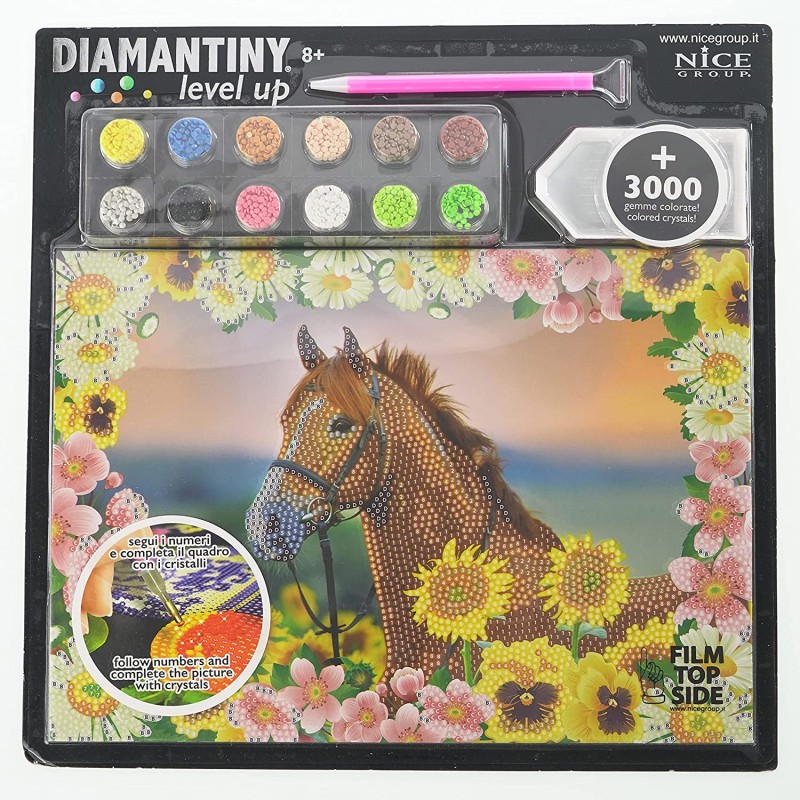 Nice Group - Diamantiny Level Up - Creative Art, Diamond Painting Kit crea il mosaico, WILD, Cavallo Marrone - NICE96207