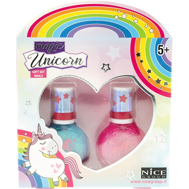 Nice Group - Magic Gift Set, 1 Scatolina Make Up Stile Unicorno, 1 Kit per Unghie - NICE16007