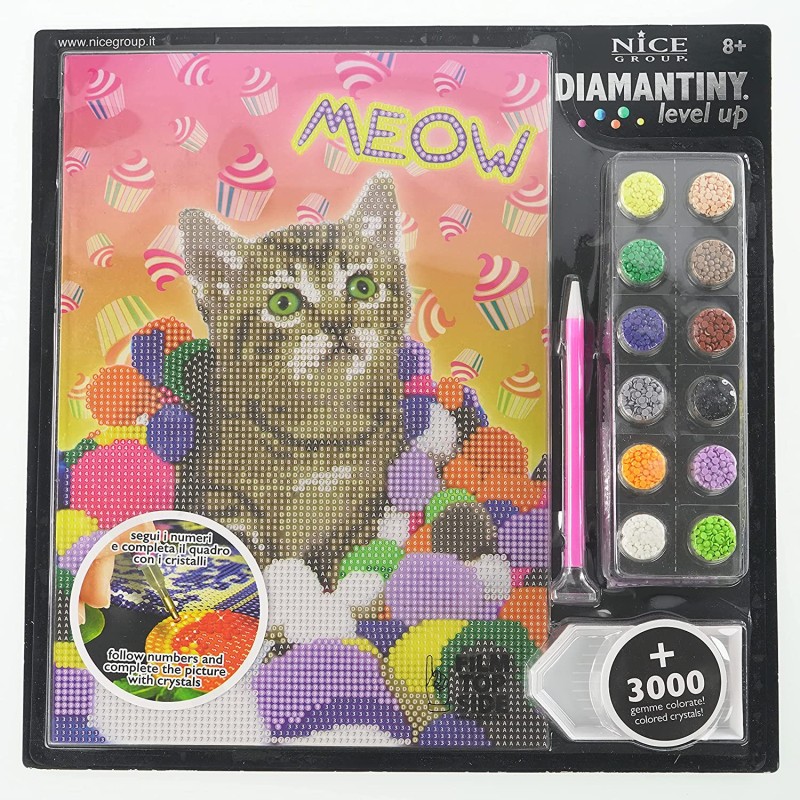 Nice Group - Diamantiny Creative Art, Diamond Painting Kit crea il mosaico, PETS, Meow - NICE96101