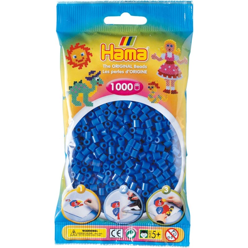 Hama - Bustina Perline, 1000 Pezzi, Colore: Azzurro - AMA207-09